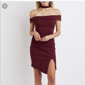 Off the shoulder dress with choker
